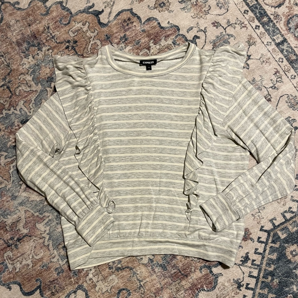Express Cream Striped Sweater